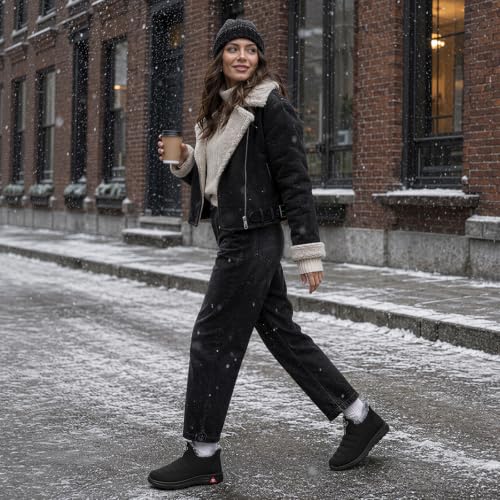 Image of SHIBEVER Winter Boots for Women Warm: Comfortable Slip on Ankle Snow Boots