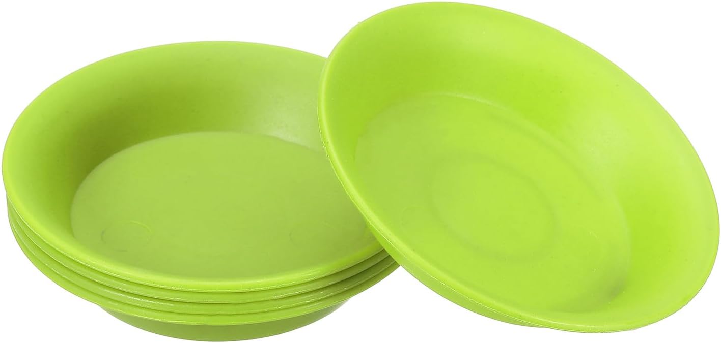 PATIKIL 4 Inch Plant Saucer Tray, 5 Pack Plastic Drip Tray Round Collects Excess Water Flower Pot Drainage Trays for Heavy Indoor Outdoor Pans, Green