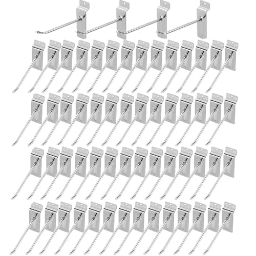 Gancho Metal para Panel Ranurado, Ganchos de Ferretería 60 Piezas, gancho exhibipanel, gancho para estantería, para Guardar Productos, Herramientas y Cables...