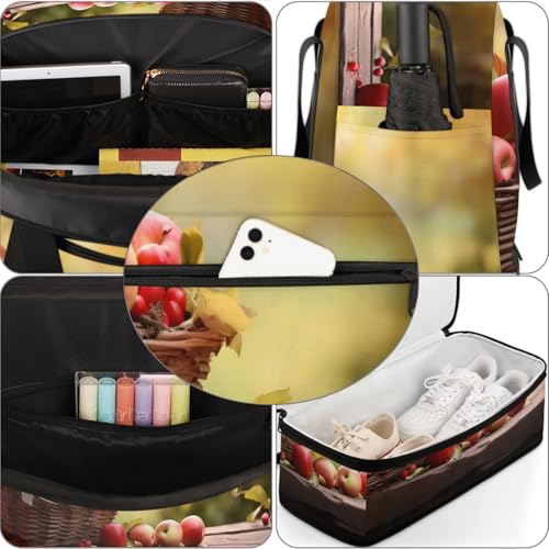 Large Weekender Overnight Bags Fruit Fruit Basket Apple Travel Duffel Bag for Women Men Gym Bag With Shoe Compartment Foldie Travel Tote Bag Carry On Personal Item Bag for Travel Gym Sports 6