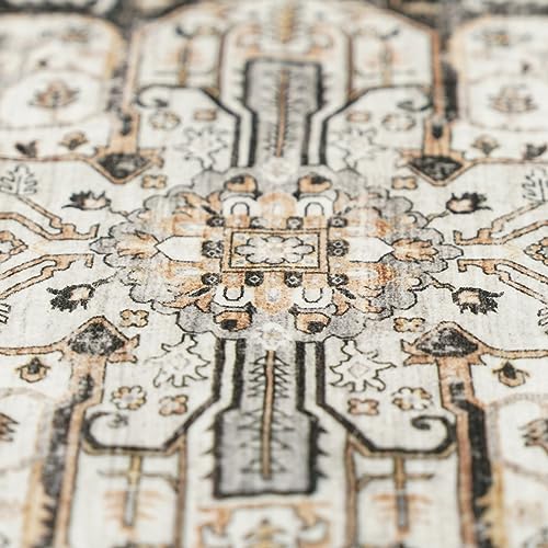 2x6 Hallway Washable Runner Rug - Boho Rugs for Living Room Stain Resistant Carpet Vintage Tribal Rugs for Bedroom Kitchen Non Slip Backing Home Decor Floor Decoration Mat 2X6 Black