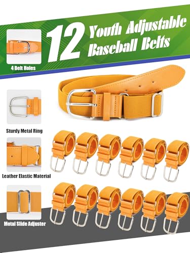 ROLVNHTV 12 peças de cintos de beisebol de softball, pacotes de cintos elásticos de couro PU ajustáv