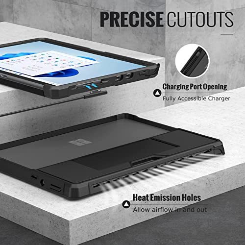 Moko Case Fits Microsoft Surface Pro 8-13" Touchscreen 2021 Release Tablet - All-In-One Protective Rugged Cover Case With Hand Strap & Compatible With Type Cover Keyboard, Black #TOP5