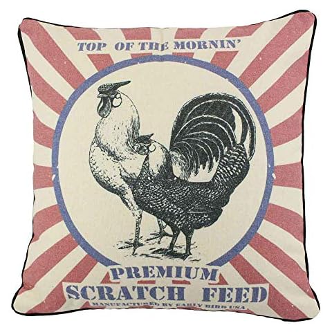 enFen Farmhouse Pillows Shabby Chic Primitives Feed Sack Chickens Throw Pillow Covers 16'' French Style Cover