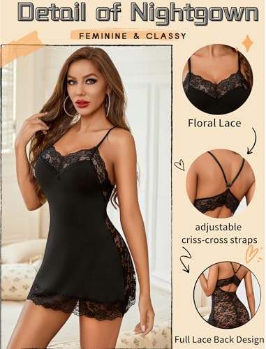 Avidlove Lingerie for Women Sexy Babydoll Lingerie Dress Lace Trim Sleep Dress Back Criss-Cross Straps Lingerie4
