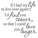 VWAQ- If I Had to Live My Life Over Again, I'd Find You Sooner - Love Wall Art Couple Vinyl Decals -18110