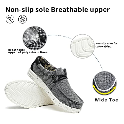 Mens Slip On Loafers Shoes Machine Washable Men Casual Boat Shoe for Work Walk and Traveling Breathable Lightweight Comfort Removable PU Insole Black Grey2