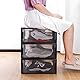 Yorbay Schuhbox, 3er Set, stapelbarer Schuhorganizer, Kunststoffbox mit durchsichtiger Tür, Mehrweg Schuhaufbewahrung, 37 x26 x 16 cm, für Schuhe bis Größe 48, Schwarz