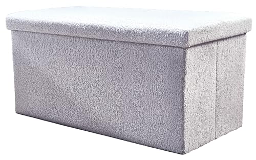 Luxe L 100% Faux Fur Go-Poufs Knock-Down Rectangular Teddy Boucle Storage Ottoman | 30