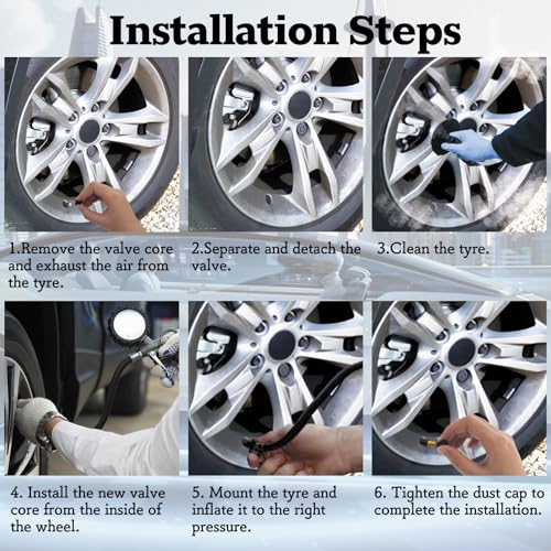 50 Stück Reifenventil TR414,Autoventil mit Staubschutz,Gummireifenventil Ventil Autoreifen,Snap In Ventil Geeignet für Autos LKWs Motorräder Usw