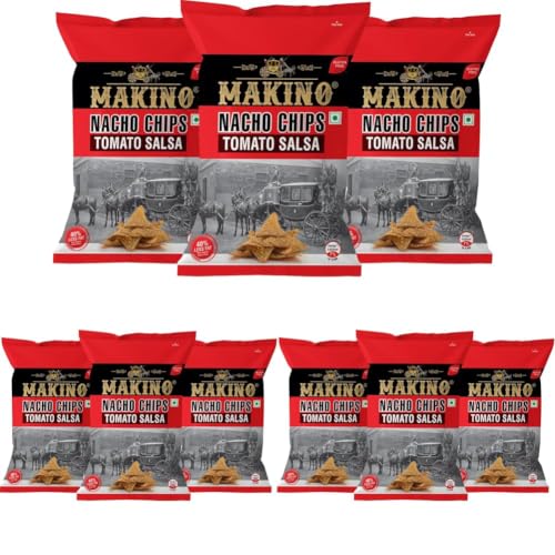 Image of Makino Tomato Salsa Nachos Chips | Crunchy Corn Snack (3 x 150g) | Movie Night & Party Snack | No MSG, Gluten Free (Pack of 3)