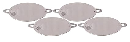 INDIAN ART VILLA Steel Set of 4 Tawa Platter with Handle 9.4