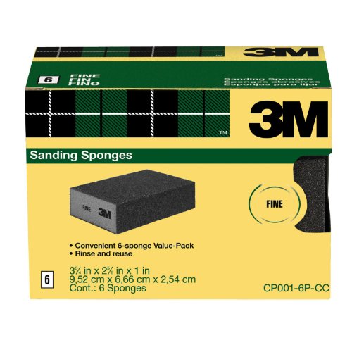 3M CP001-6P-CC Sanding Sponge, Fine Grit, 6-Count