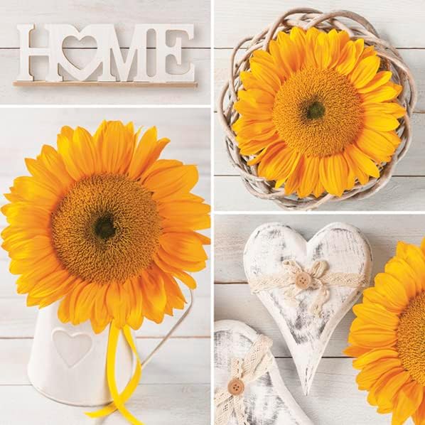 Servilletas de papel de girasol de 13 x 13 pulgadas, 20 unidades, servilletas de 3 capas de girasol para arte de Navidad, cena y fiesta, servilletas