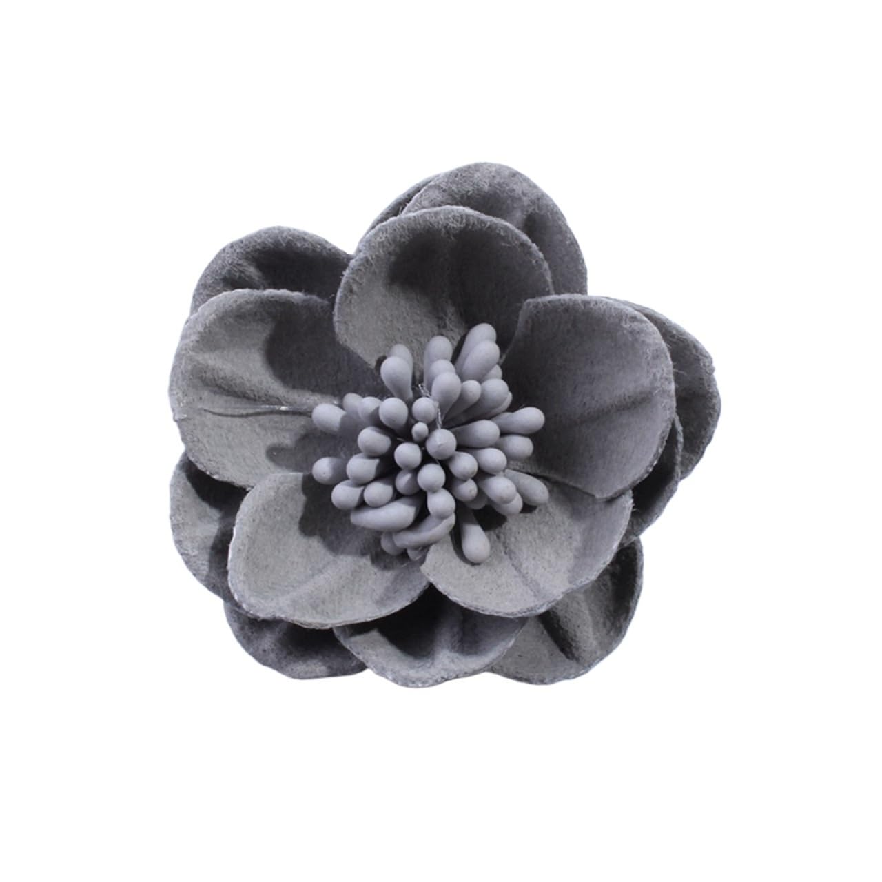 SUODEBYY Fabric Flowers 10PCS 5CM Artificial Felt Fabric Flowers With Stamen For Wedding Invitation Chic Fake Flower For Home Dress Decoration(Gray)