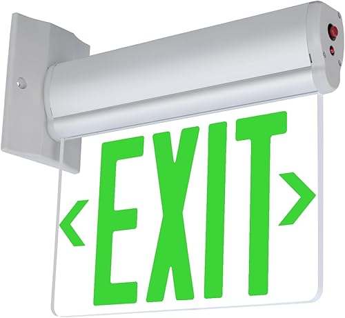 Miniatura 4 de LFI Lights  Letrero de salida verde iluminado con borde  Carcasa de aluminio cepillado de diseño moderno  Todos los LED  Panel acrílico transparente