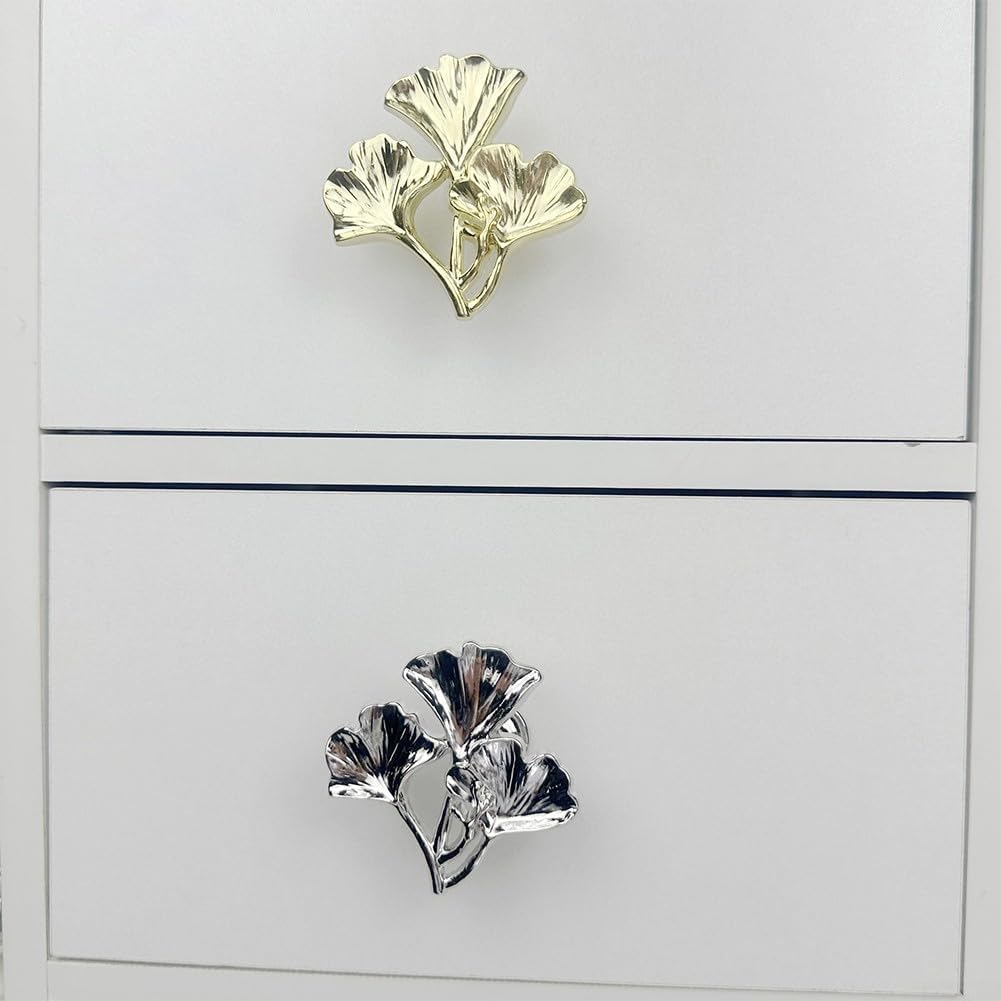 Pull Handle Metal Flower Shape Cabinet Drawer Door Knob Cabinet Drawer Handle Furniture Handle Door Cabinets Knob Door Pull for Cabinets and Drawers Knobs(Gold)
