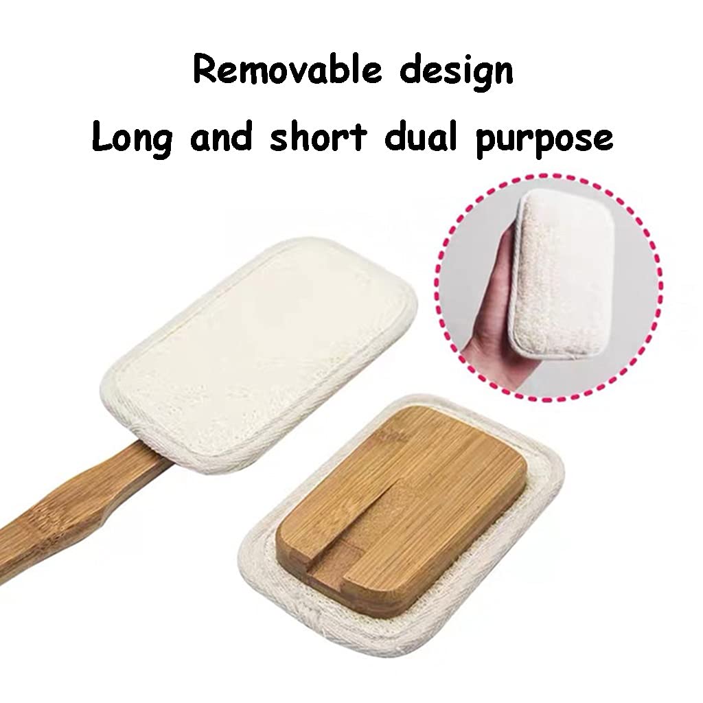 Abnehmbare Duschbürste Mit Langem Griff, Ergonomische Kurbel-Badebürste Für Peeling, Haushalts-Rückenschrubber Aus Luffa-Material(19.7inches*2)