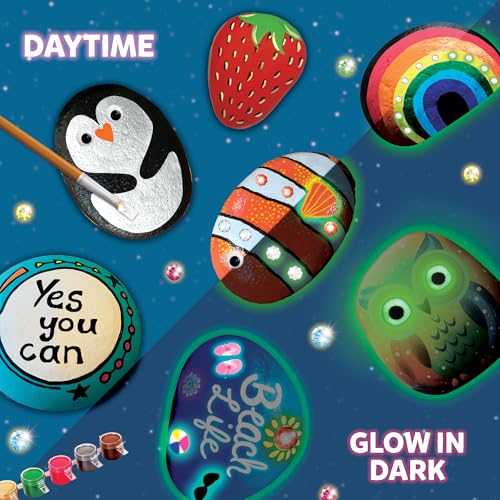 Image of Little Berry Rock Painting Kit - Glow in the Dark Art & Craft Activity Set for Girls & Boys | DIY Art & Craft Kits & Supplies | Includes 6 Reusable Rocks | Gift for Kids Age 4-12 Years - Activity Kit