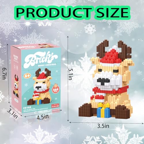 Image of 2023 Building Blocks Christmas Toys Reindeer Micro Blocks Stacking Toy New Toys Holiday Present Box New Year Birthday Gifts for Kids 6-12 Years Old Girls and Boys (Deer)