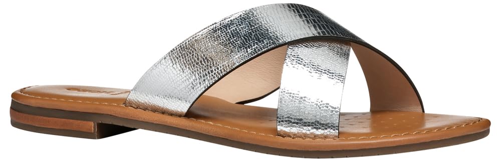 Geox Women's D Sozy S H Slide Sandal, Silver, 6.5 UK