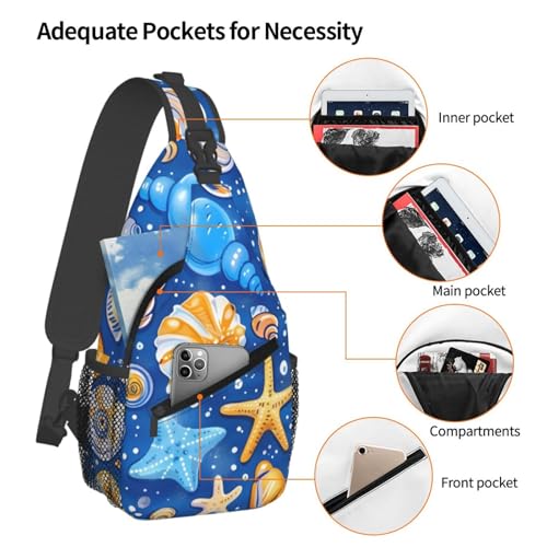 Mochila tipo sling con diseño de estrella de mar para hombre y mujer miniatura 4