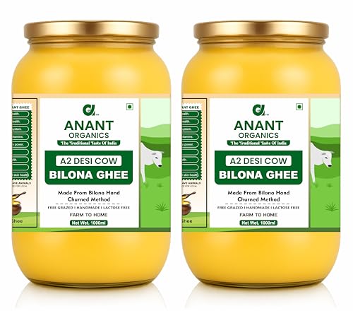 Image of Anant Organics A2 Desi Cow Ghee | Vedic Bilona Method 100% Pure & Natural Ghee Glass Bottle 2L