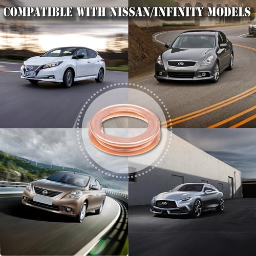 Image of 10PCS Copper Engine Oil Drain Plug Gaskets Replacement for 11026-01M02 Nissan /Infiniti EX35 FX35 FX45 FX50 G20 G25 G35