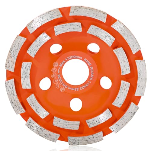 Nineroars ZDGW2115M 4.5 Inch Diamond Grinding Wheel Concrete Tools 18 Double Row Segments For Polishing And Cleaning Stone Concrete Surface cover