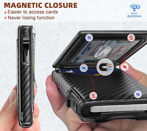 bulliant men walletmoney clip wallet slim for gift men 9cards-metal credit card case in magnetic leather flip