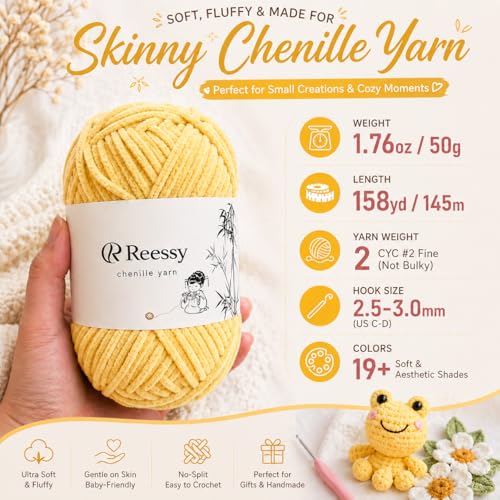 Image of Skinny Chenille Yarn for Crocheting - 12 Pack Soft Matte Fine Chenille, 50g /158yd Each (1896yd Total), CYC #2 Baby Blanket Yarn for Plush Toys, Blankets & Large Projects(Pastel Mix)
