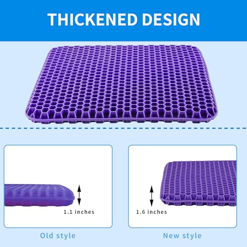 Image of Ergonomic Gel Seat Cushion for Long Sitting, Tailbone and Coccyx Pain Relief, Office Chair Comfort, Wheelchair Pad, Chair Cushion for Back Support, Comfort Wheelchair Seat Cushions (Purple)