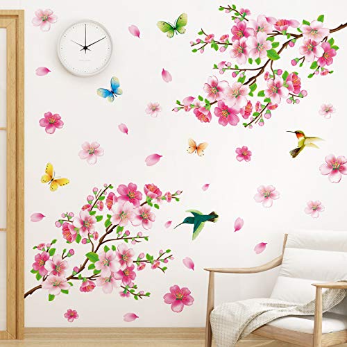 LiveGallery Pink Cherry Blossom Flower Birds Vinyl Art Wall - Want It All