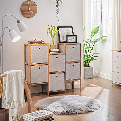 SONGMICS opbergdoos, set van 6, opvouwbare stoffen doos, opbergmand, organizer voor speelgoed, kleding, lichtgrijs… - Image 3