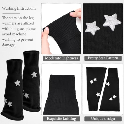 Jspupifip Y2K Leg Warmers for Women, Star Streetwear Leg Cover Retro Stretchy Arm Warmers for Rave Festival3