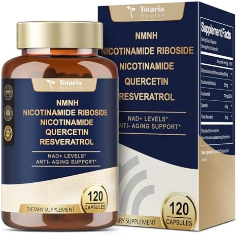 Totaria NMNH Supplement (Dihydronicotinamide Mononucleotide) – Advanced NAD+ Support with Niacinamide, Quercetin & Resveratrol | 120 Vegan Capsules | Anti-Aging, Cellular Health & Energy Support