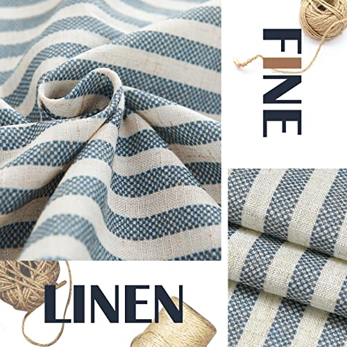 Collact Kitchen Curtains Linen Curtains 24 Inch Length Sets Striped Pattern Tiers Window Treatment For Bathroom Farmhouse Country Rustic Rod Blue On Beige Pocket Half Window Curtains 2 Panels #TOP3
