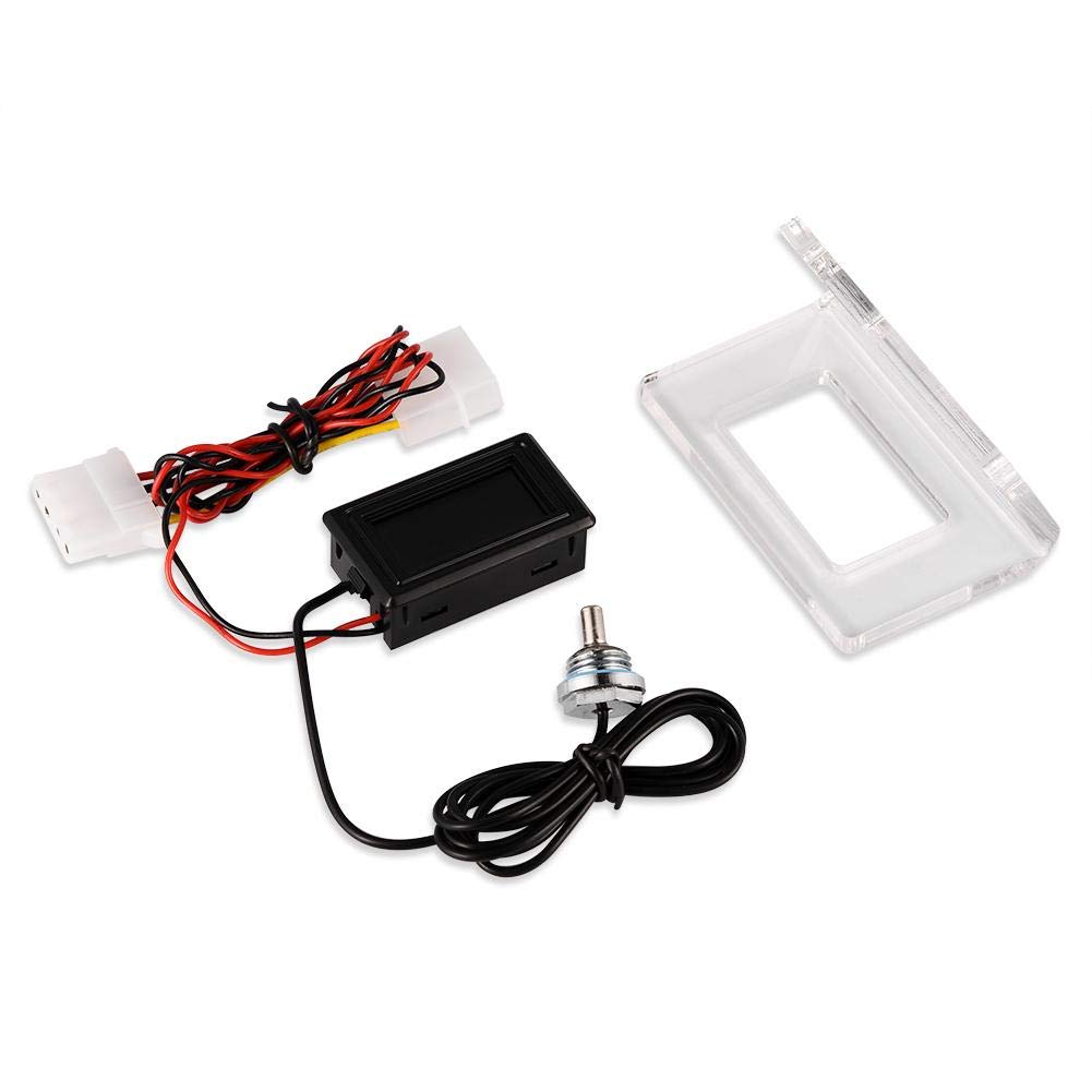 Bewinner Détecteur de Température de Refroidissement par Eau d'Ordinateur, Thermomètre à Cadran Numérique avec écran LCD/Cadre/Sonde étanche pour Système de Refroidissement(Thermomètre Digital)