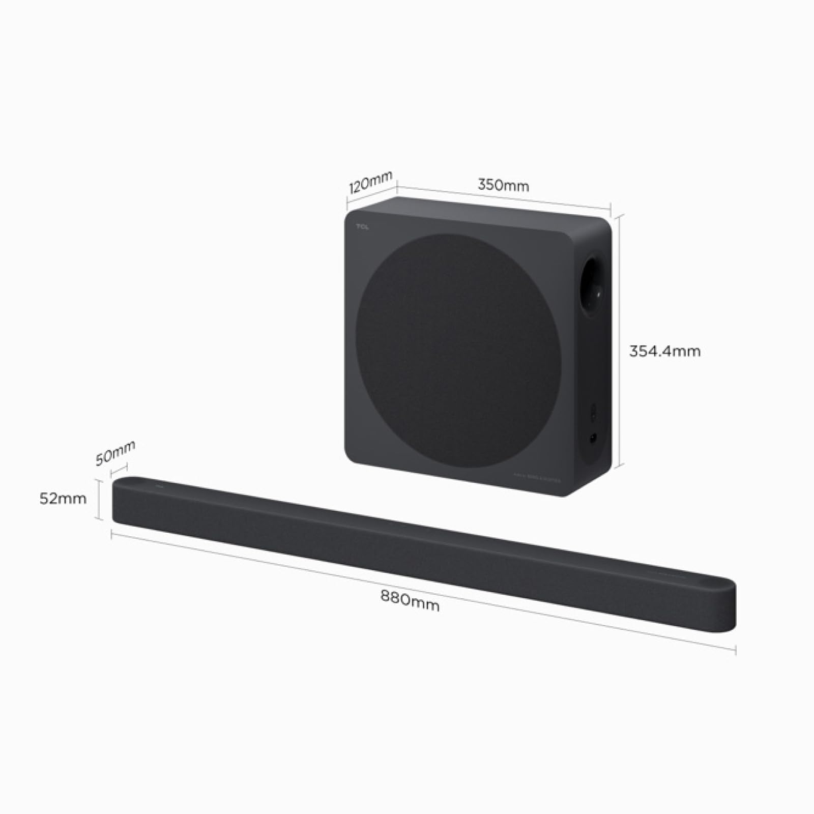 TCL A65K Barra de Sonido 3.1.2ch, Audio by Bang & Olufsen, Subwoofer Inalámbrico, 460W, Dolby Atmos & DTS:X, HDMI eARC, Bluetooth 5.3, Montaje en Pared, Control por App