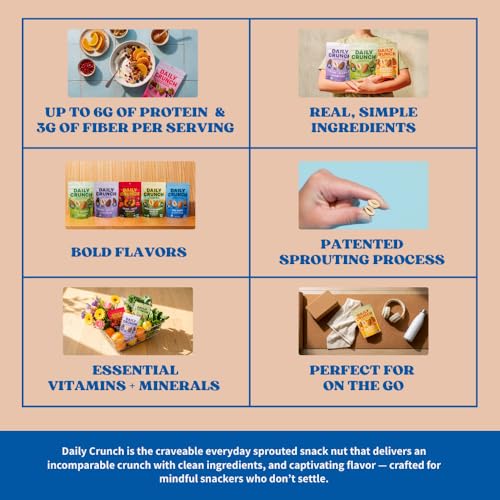 Image of Daily Crunch Sprouted Almonds and Dehydrated nuts for a Unique Crunch, Keto Friendly, Non-GMO Zero Seed Oils, Gluten Free 4oz (2 Pack, Nashville)