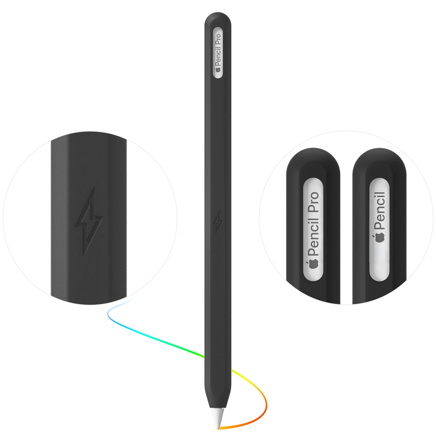 Ultra Thin Protective Pencil Cover for Apple Pencil Pro &Apple Pencil 2nd Gen Silicone Case Sleeve Compatible with Apple Pencil Pro (Black)