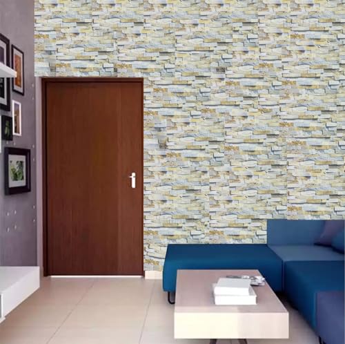Image of HOME13 Grey Brick Self Adhesive Vinyl Decorative Wallpaper for Kitchen Countertop Home /Office 2 Ft x 4 Ft with 2pcs