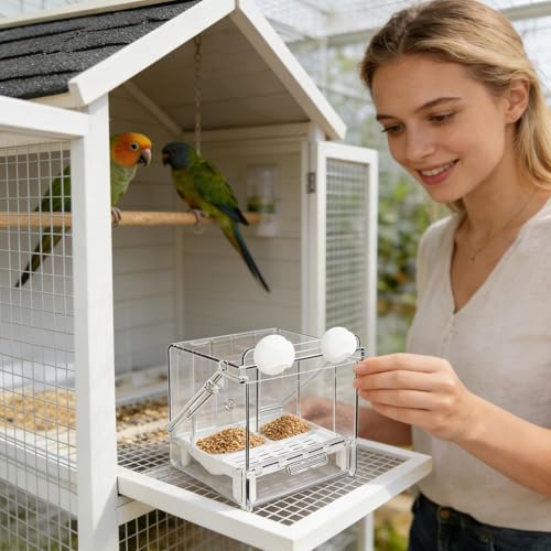 Bain pour perruche transparent anti-claboussures pour cage