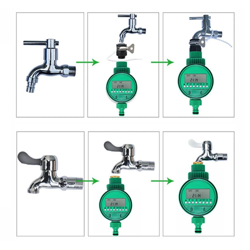 Temporizador de riego para sistema de control de riego de jardín - Temporizador de manguera programable con retardo de lluvia y anulación manual, construcción ABS, 1 minuto a 9