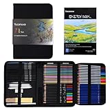 Yucanuva 71 Pack Drawing Pencils Set, Art Supplies for Adults, Artists and Beginners, Sketching Drawing Kit With Sketchbook, Colouring Pencils, Watercolours, Metallic,Graphite and Charcoal Pencils