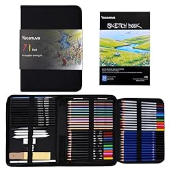 Yucanuva 71 Pack Drawing Pencils Set, Art Supplies for Adults, Artists and Beginners, Sketching Drawing Kit With Sketchbook, Colouring Pencils, Watercolours, Metallic,Graphite and Charcoal Pencils