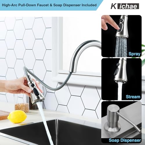 Image of Kichae 25 Inch Drop In Kitchen Sink - 25x22 Drop Sink Stainless Steel 16 Gauge Single Bowl Topmount Deep Basin Drop Kitchen Sinks Round Corner Handmade Sink
