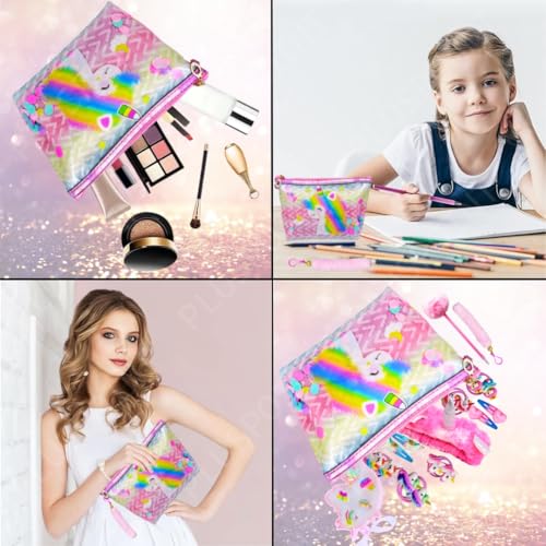 Image of PLUSPOINT Unicorn Gift for Girls 23Pcs Set for Kids of Unicorn Handbag Purse, Hair Band, Hair Clips, Cartoon Cap, Pen, Toy Soft Plush Toys Set for Birthday Gifts for Kids