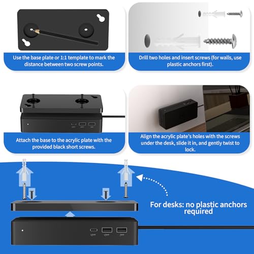 Support Dell UD22 dock universel en acrylique noir de qualité supérieure - 7