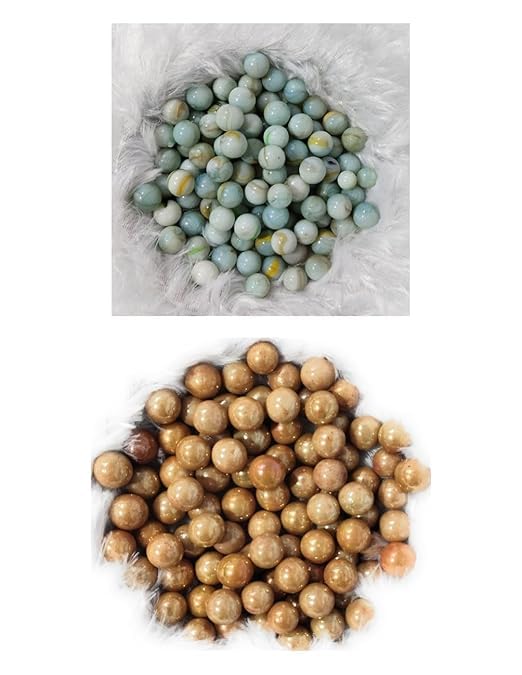ARYANSH Shoppe Decorative (50 White+ 50 Golden) Glass Marble Kanche Pebbles for Decoration & Kids Playing Kanche Glass Marbles-image-27
